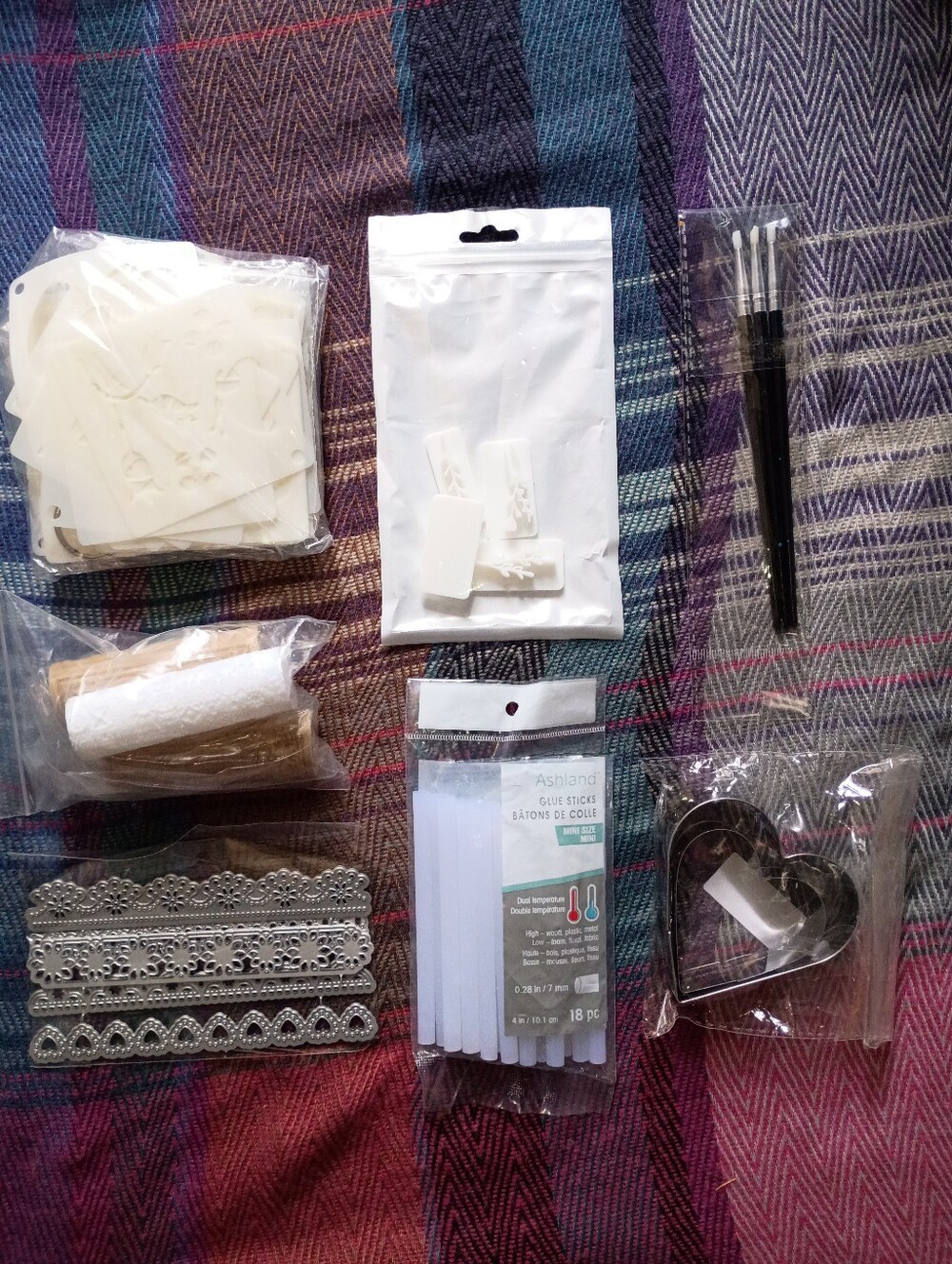 Euc Used Craft Supply Bundle with White Glue Sticks & Silver Cookie Cutters